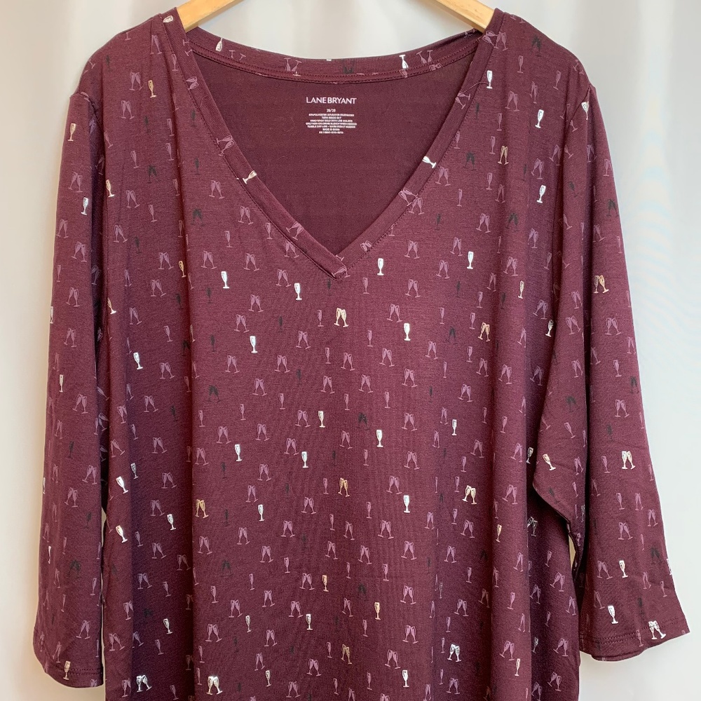 Lane Bryant Champagne Glass Top, Size 26/28